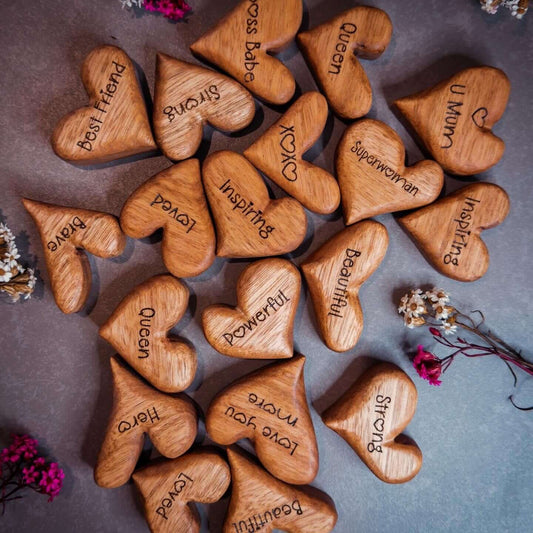 Wooden Handmade Affirmation Hearts