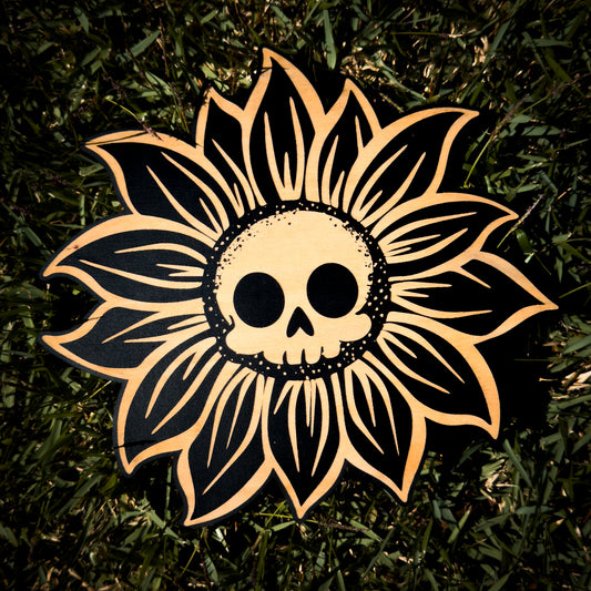 Death Head Woodcut Sunflower