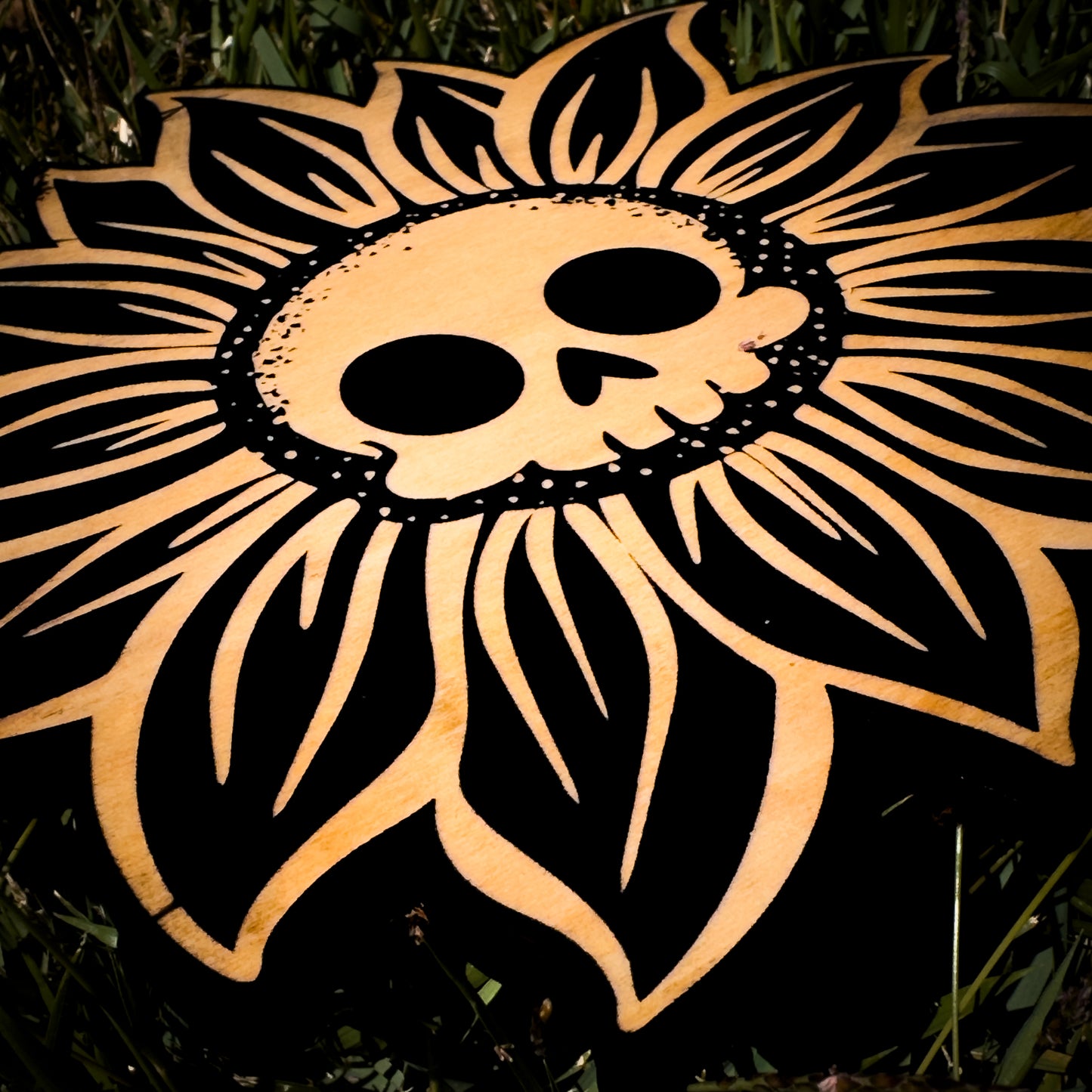 Death Head Woodcut Sunflower