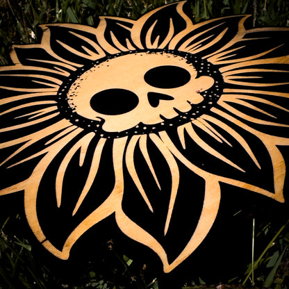 Death Head Woodcut Sunflower