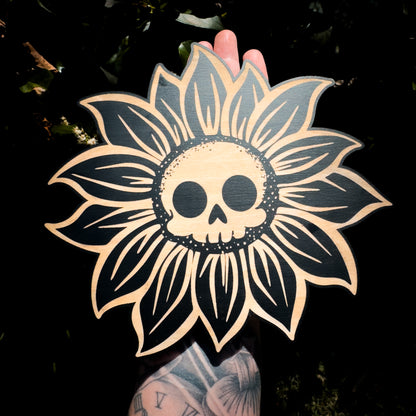 Death Head Woodcut Sunflower