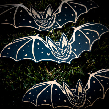 Heart Woodcut Bats