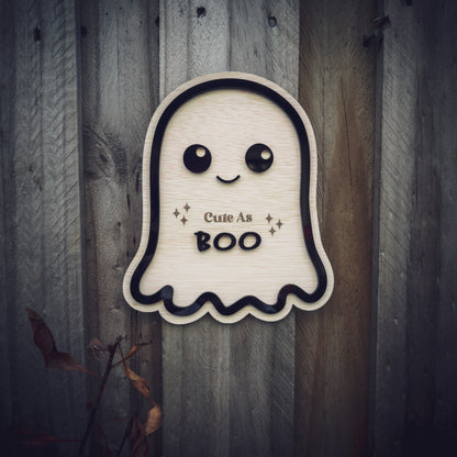 Baby's First Halloween Sign, Personalised Wooden Ghost