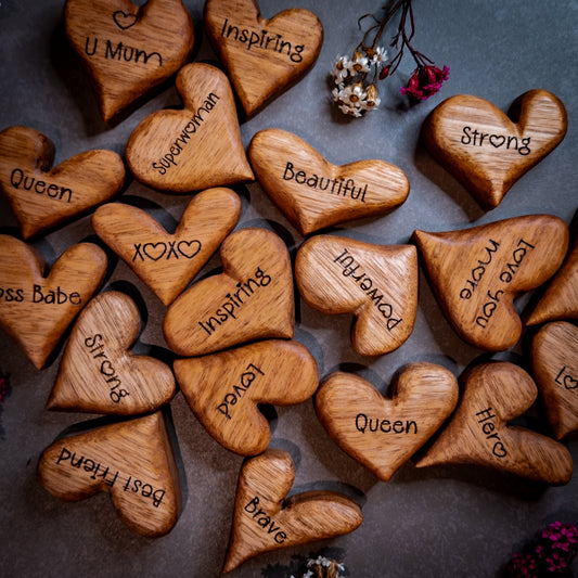 Wooden Handmade Mental Health Affirmation Hearts