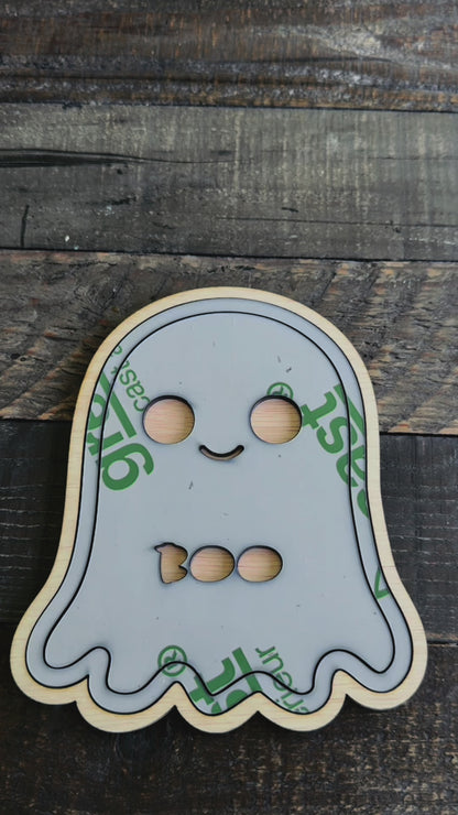 Baby's First Halloween Sign, Personalised Wooden Ghost